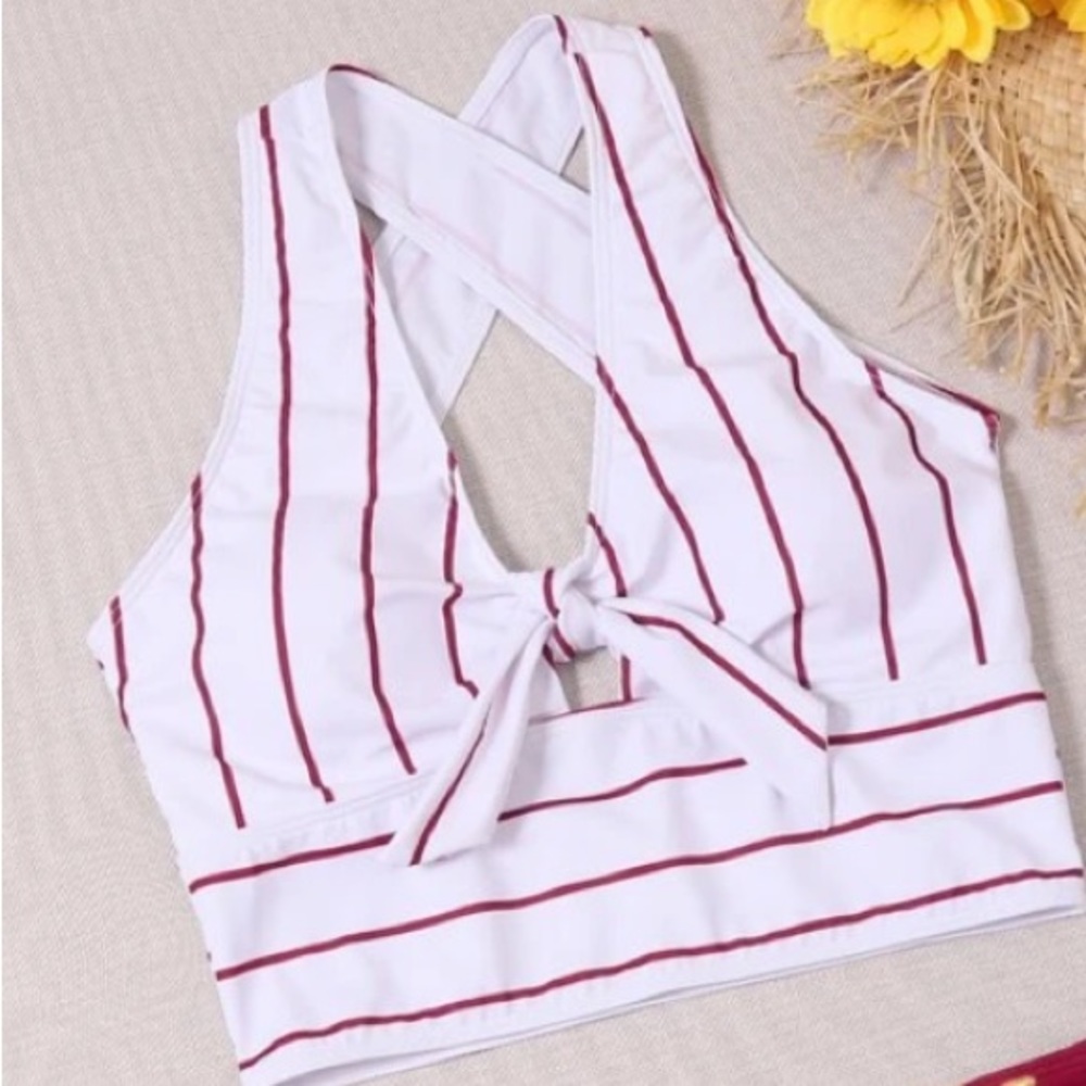 Shein Striped Knot Bikini Top
